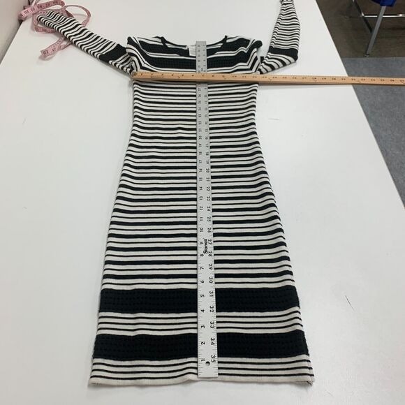 Cache Sweater Dress Womens XS Nautical Striped Stretchy Knit Bodycon Perforated - Picture 7 of 11